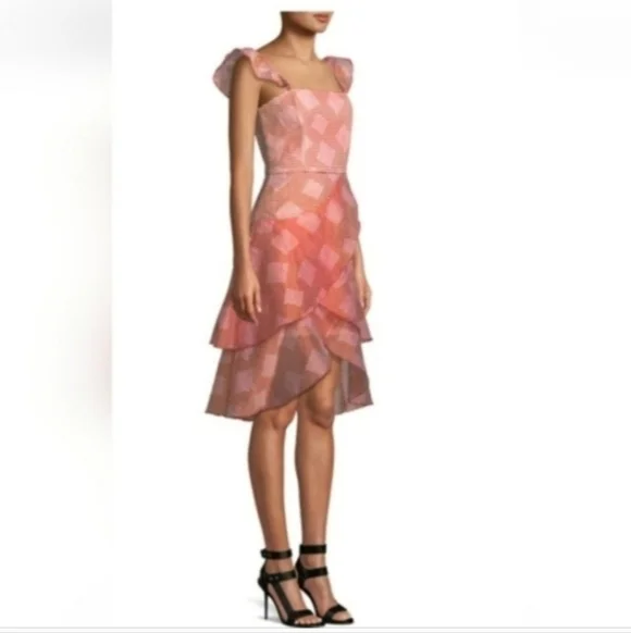 Alice + Olivia Angelita Ruffle  Midi Dress Pink Size 0 NWOT - Picture 10 of 12
